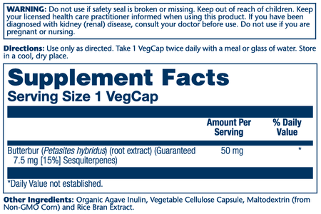 Solaray Butterbur Ext 50mg 60cp-[HealthWay]