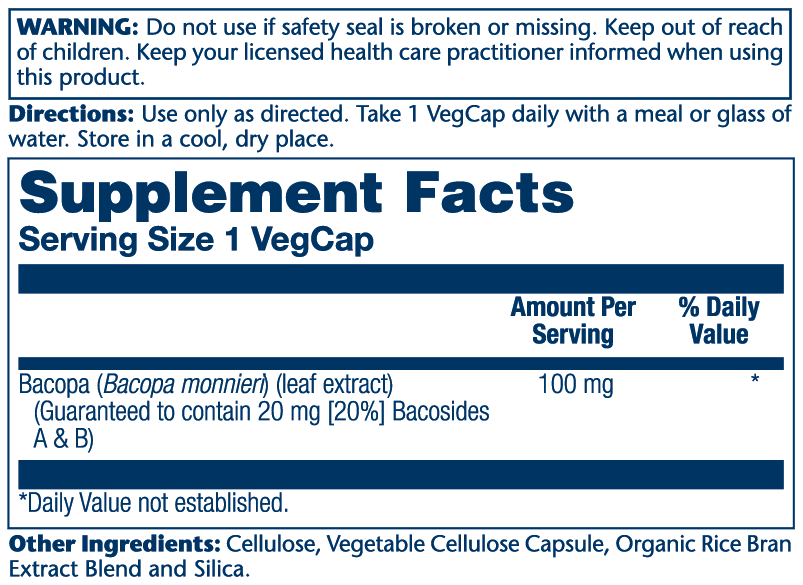 Solaray Bacopa Ext 100mg 60cp-[HealthWay]