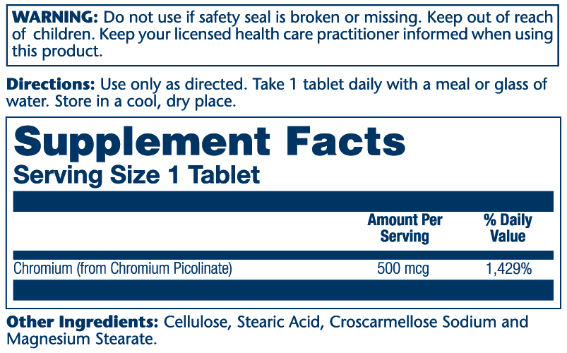 Solaray Chromium Picolinate 500mcg 60tb-[HealthWay]