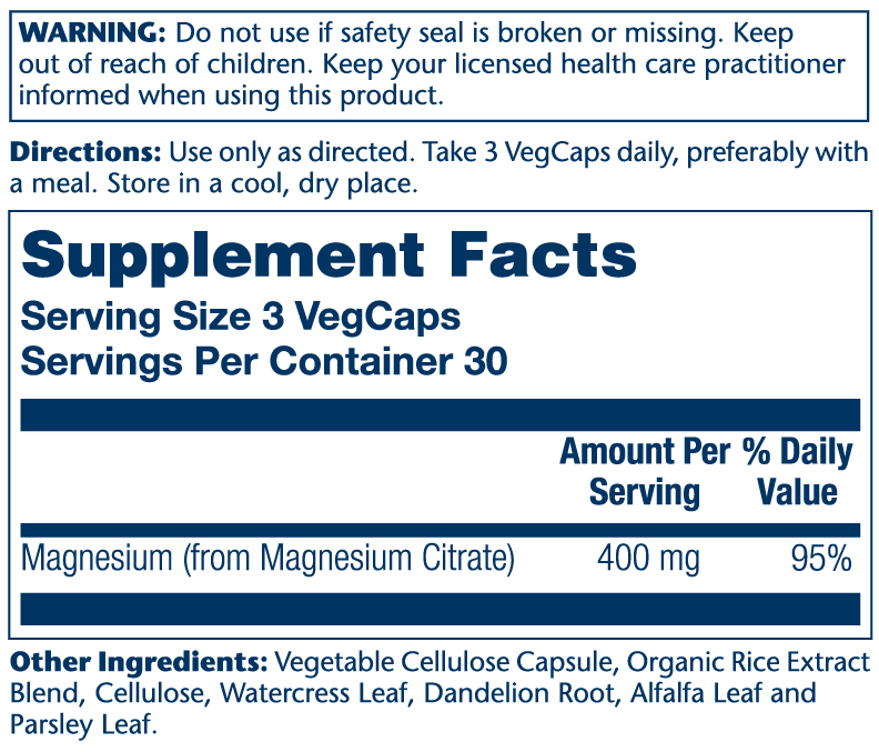 Solaray Magnesium Citrate 400mg 90cp-[HealthWay]