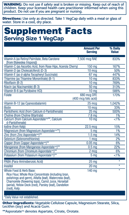 Solaray Once Daily Iron Free 90cp-[HealthWay]