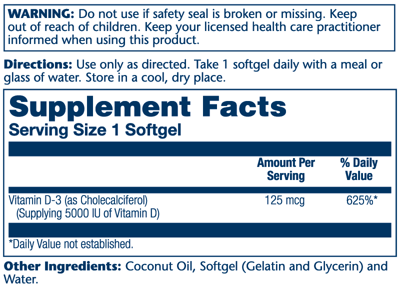 Solaray Vit D3 Super Bio 125mcg Coco 120sg-[HealthWay]