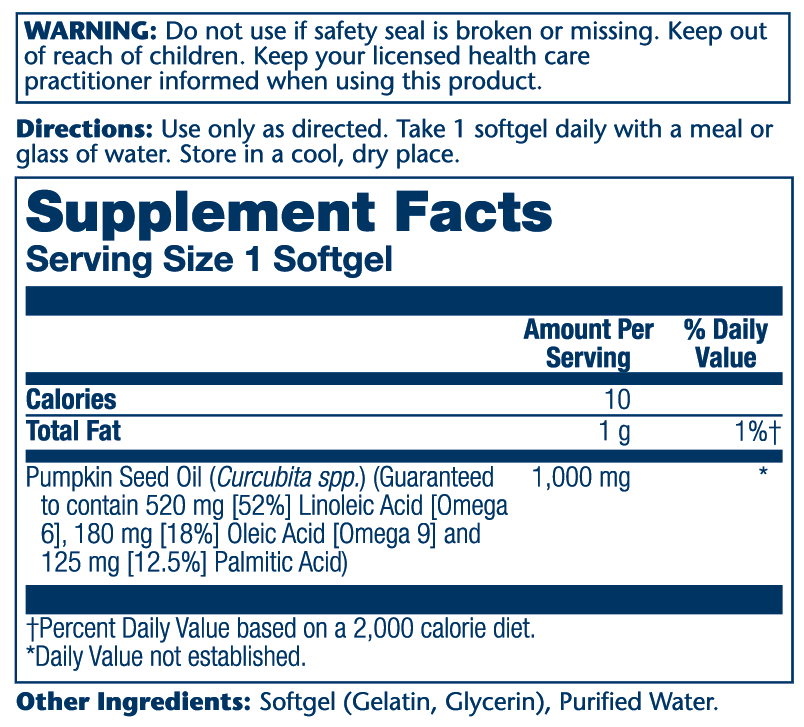 Solaray Pumpkin Seed Oil 90sg-[HealthWay]