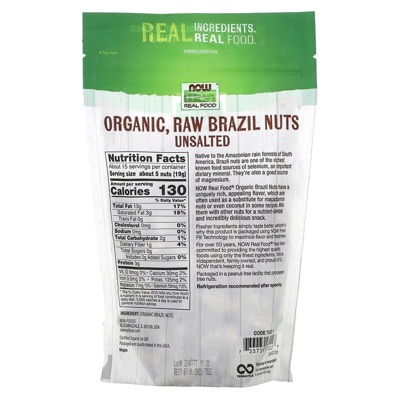 NOW ORGANIC BRAZIL NUTS, RAW 10 OZ.-[HealthWay]