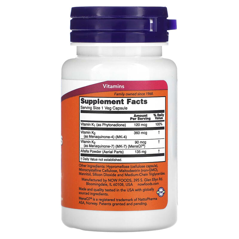 Now Vit K-2 MK-7 Plus 90cp-[HealthWay]