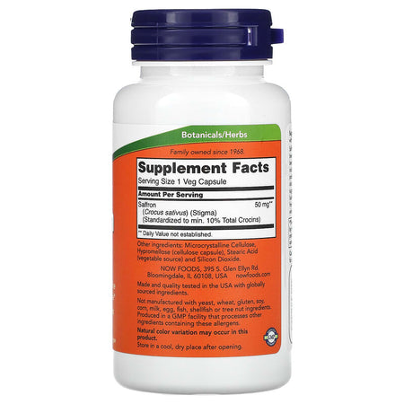 Now Saffron 50mg 60vc-[HealthWay]