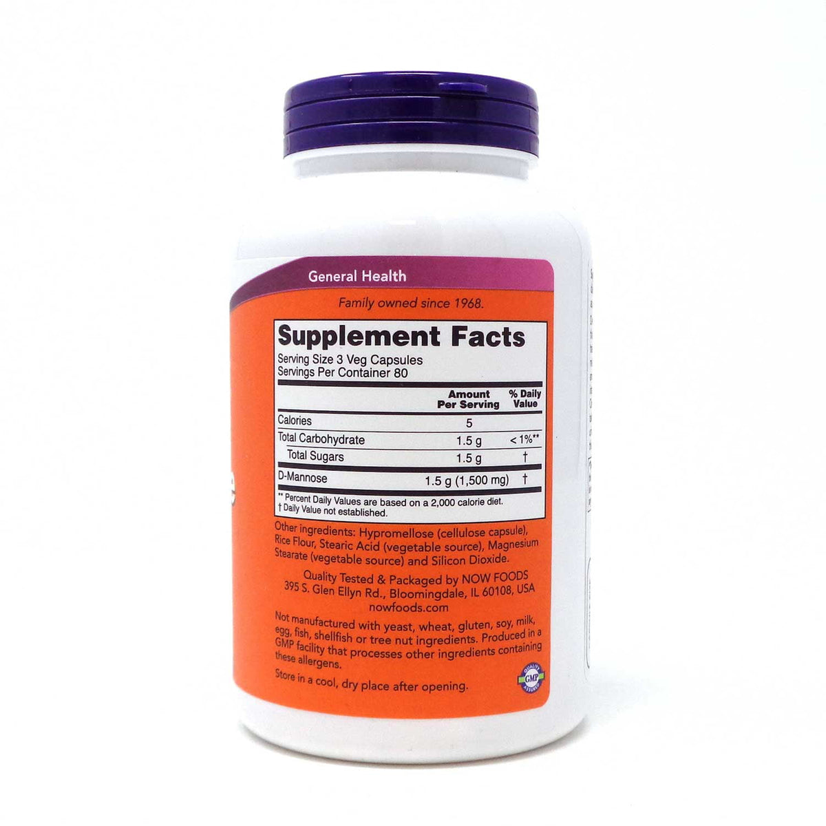 rear product label showing supplement facts