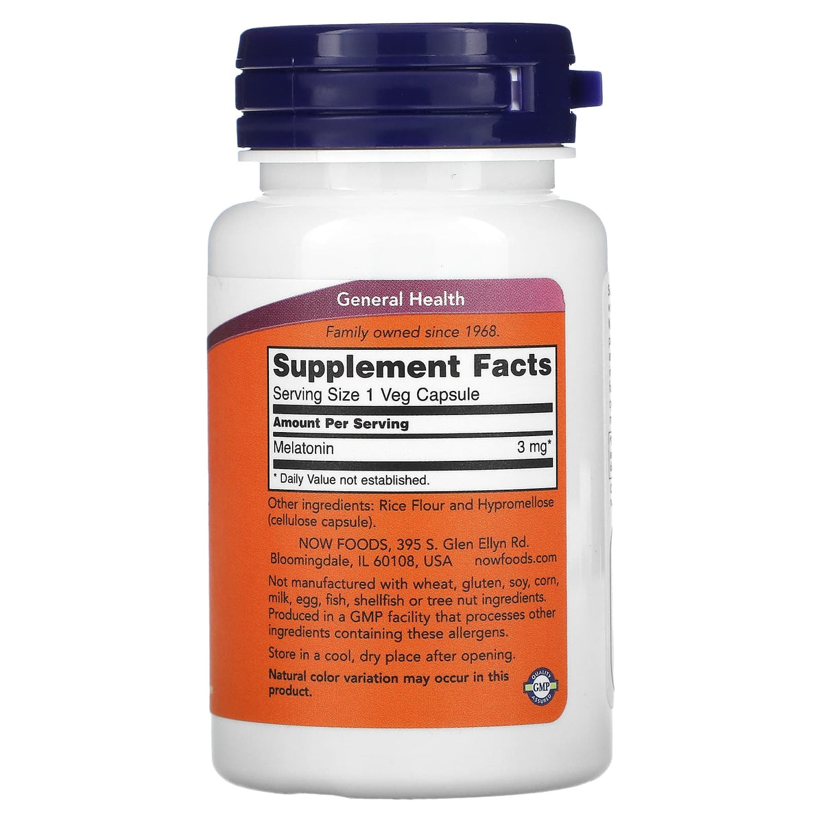 NOW MELATONIN 3mg 60 VCAPS-[HealthWay]