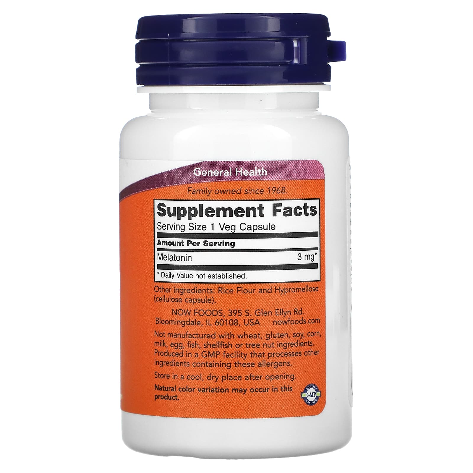 NOW MELATONIN 3mg 60 VCAPS-[HealthWay]