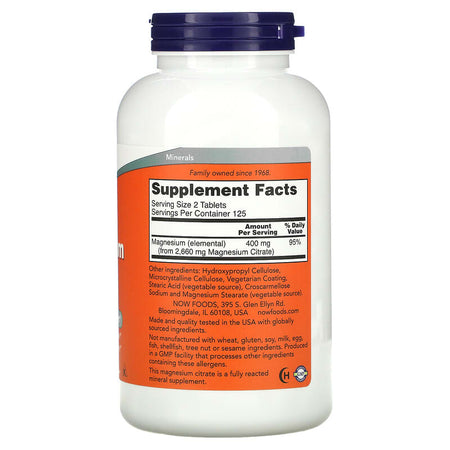 Now Magnesium Citrate 200mg 250t-[HealthWay]