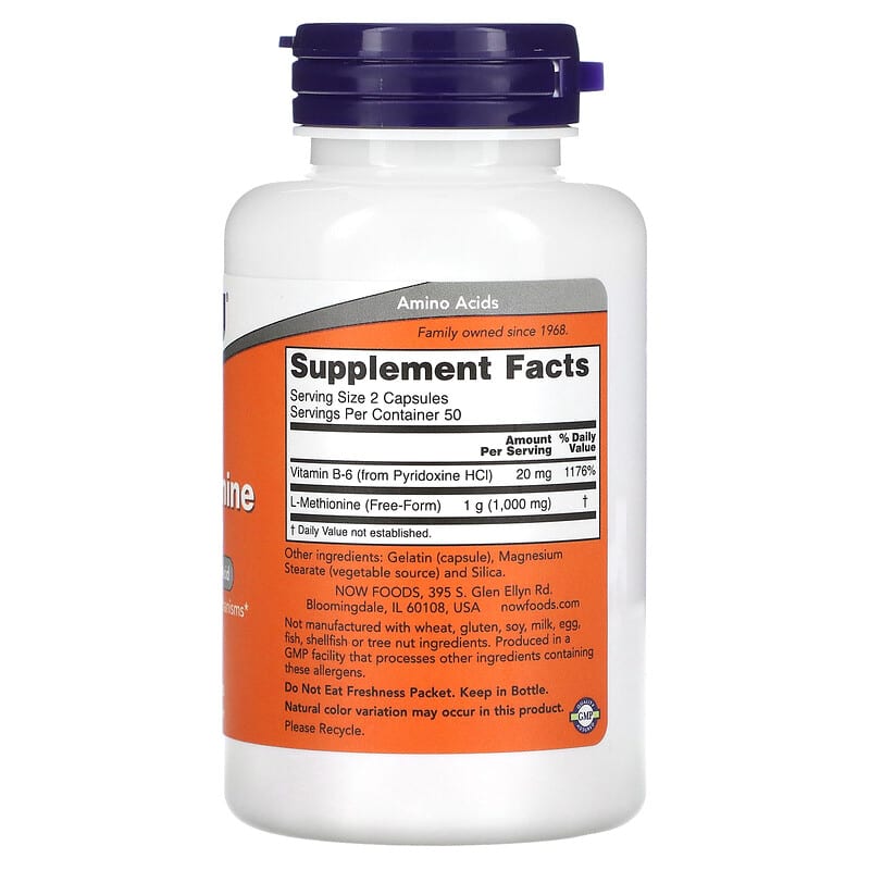 Now L-Methionine 500mg 100cp-[HealthWay]