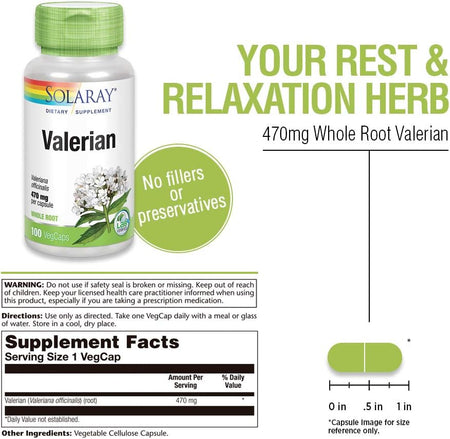 Solaray Valerian Root 470mg 100cp-[HealthWay]