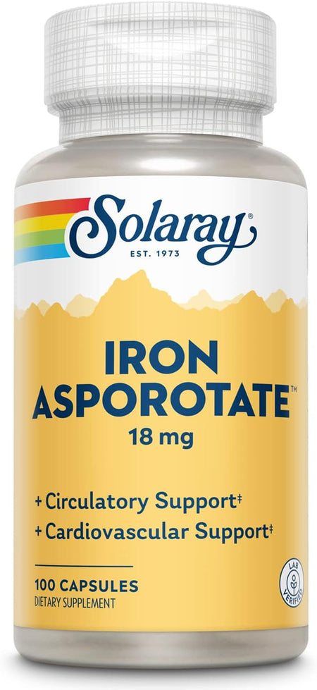 Solaray Iron Asporotate 18mg  100cp-[HealthWay]
