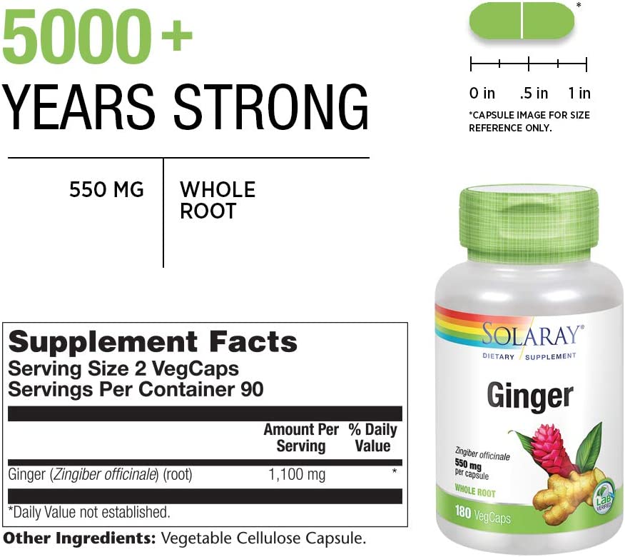 Solaray Ginger Root 550mg 180cp-[HealthWay]