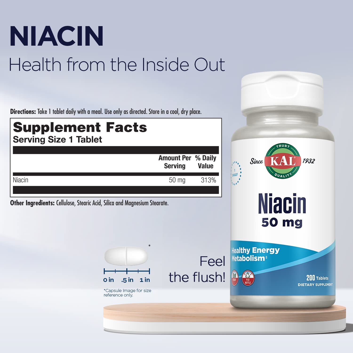 Kal Niacin 50mg 200tb-[HealthWay]