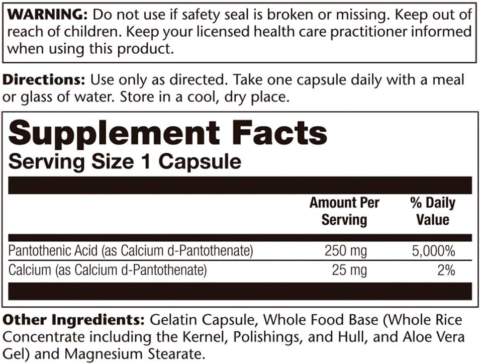 Solaray Pantothenic Acid 250mg 100cp-[HealthWay]