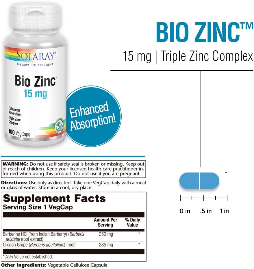 Solaray Bio Zinc 15mg 100cp-[HealthWay]