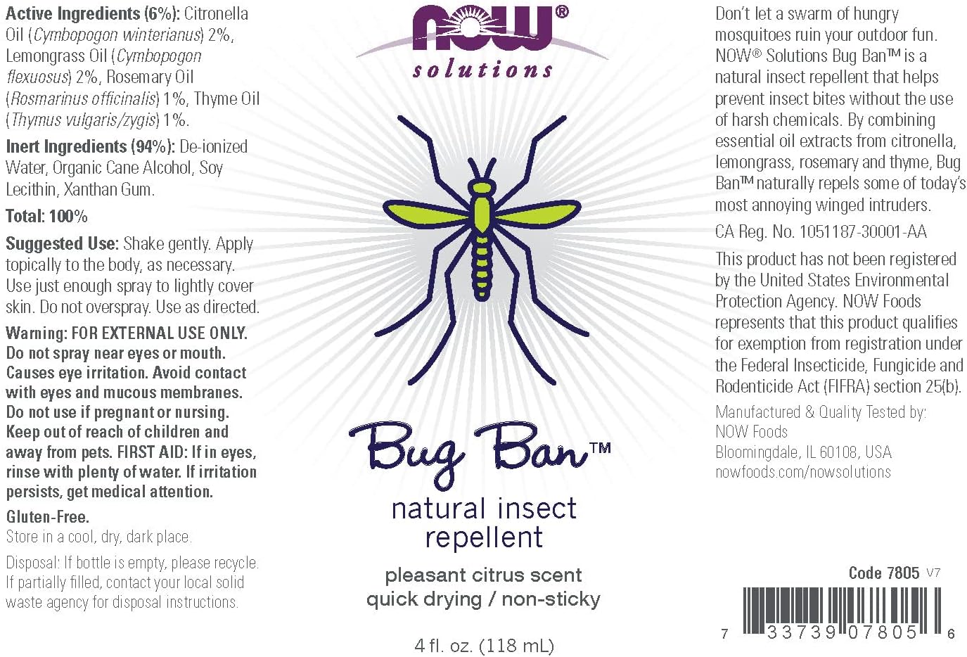 Now Bug Ban Spray 4oz
