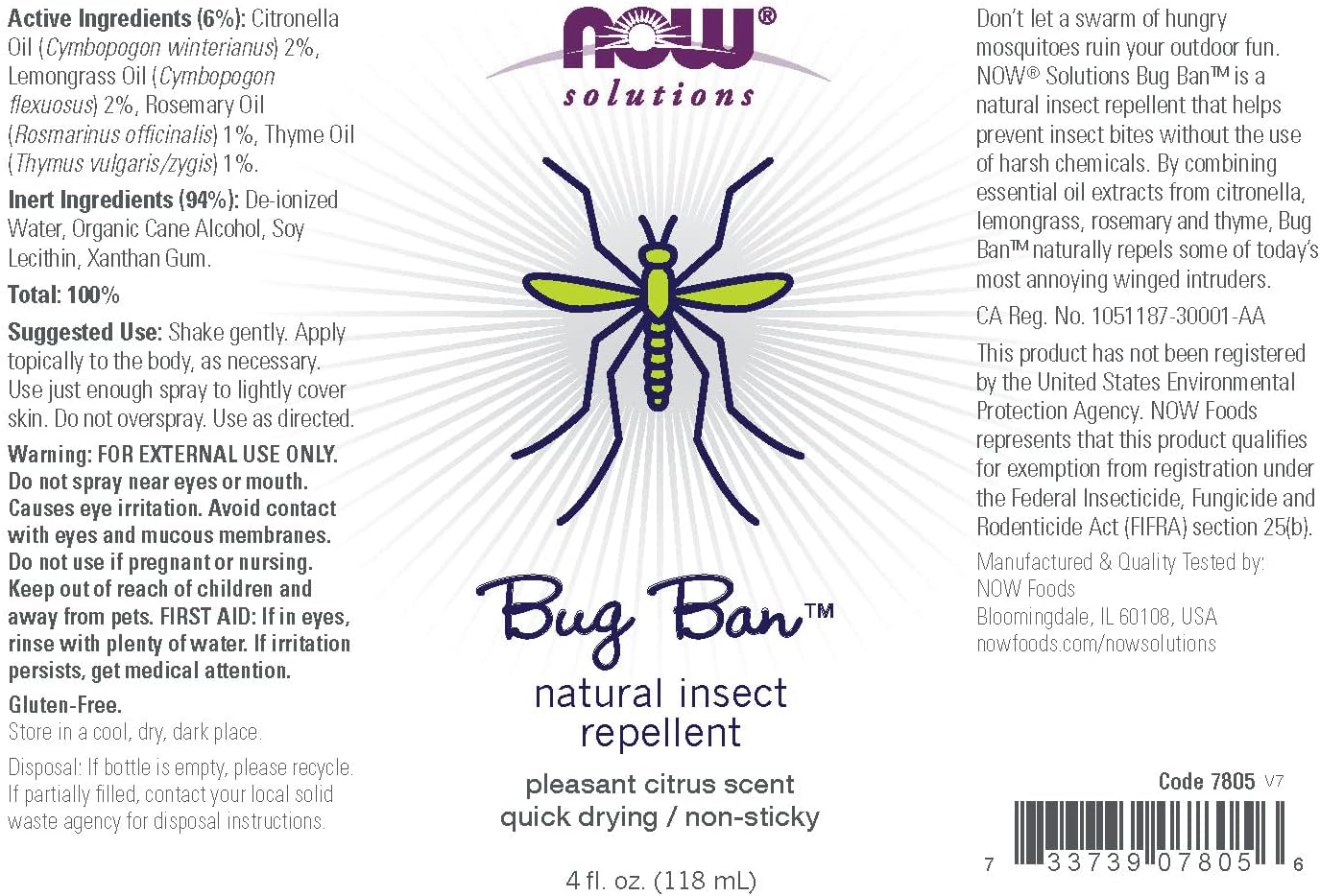 Now Bug Ban Spray 4oz-[HealthWay]