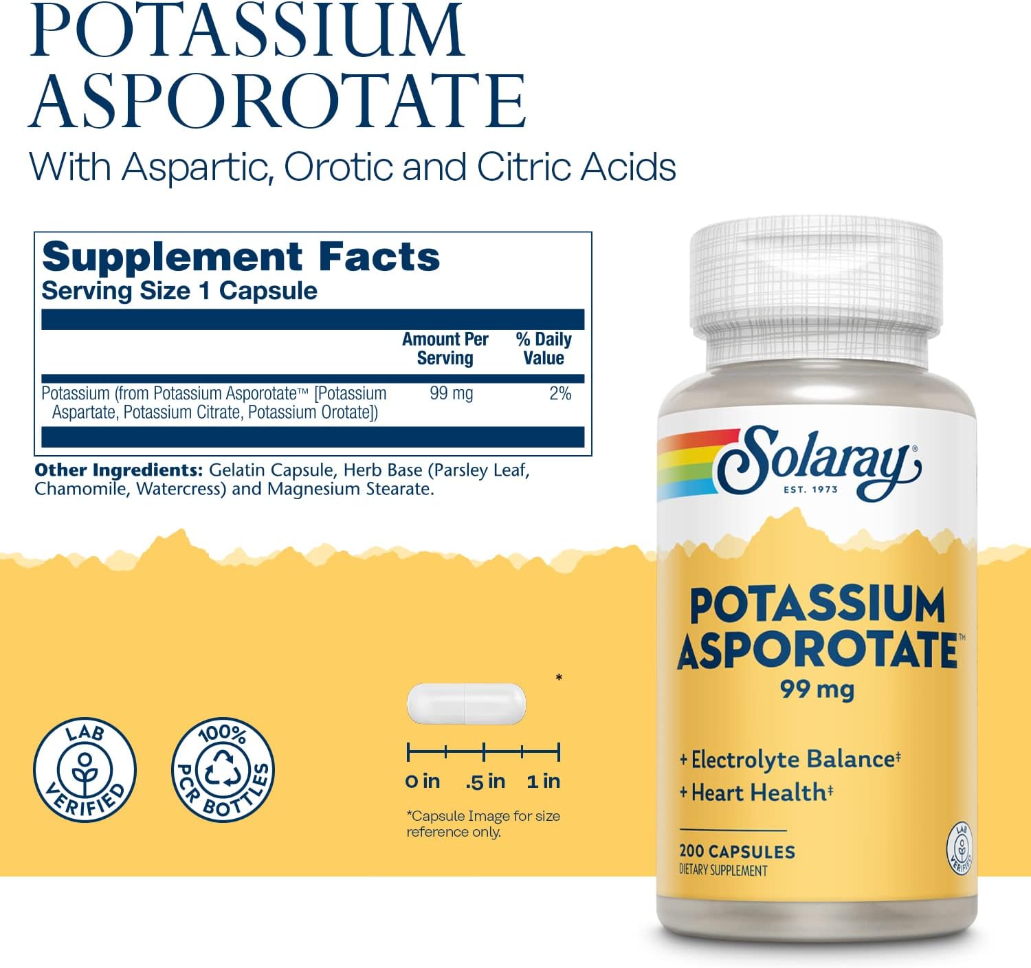 Solaray Potassium Asporotate 200cp-[HealthWay]