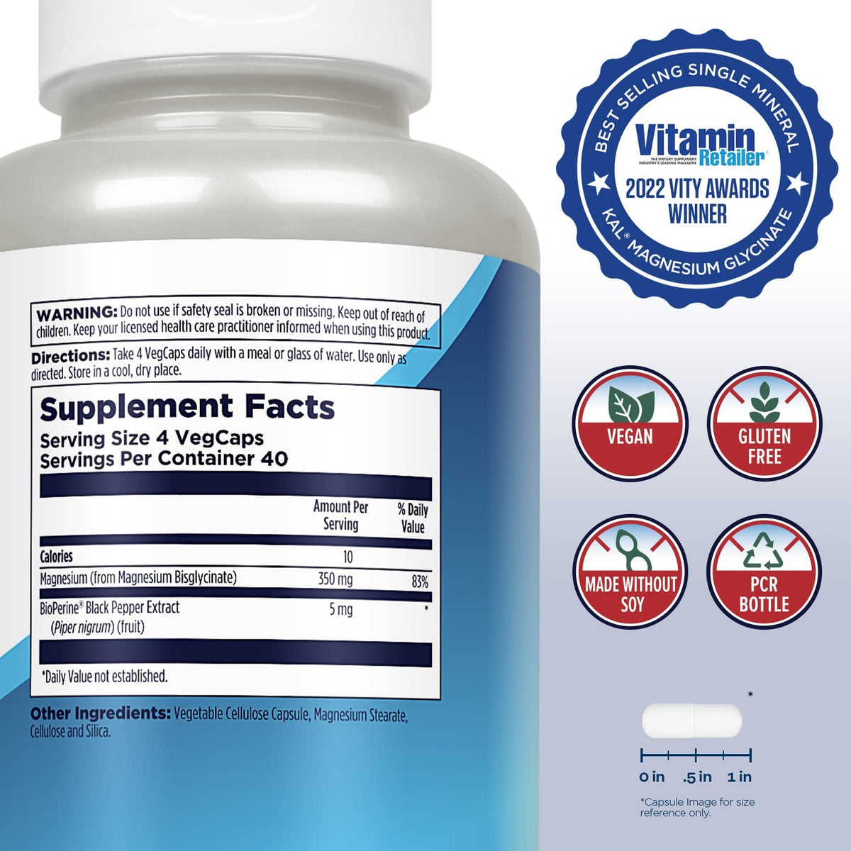 Kal Mag Glycinate 350mg 160cp-[HealthWay]