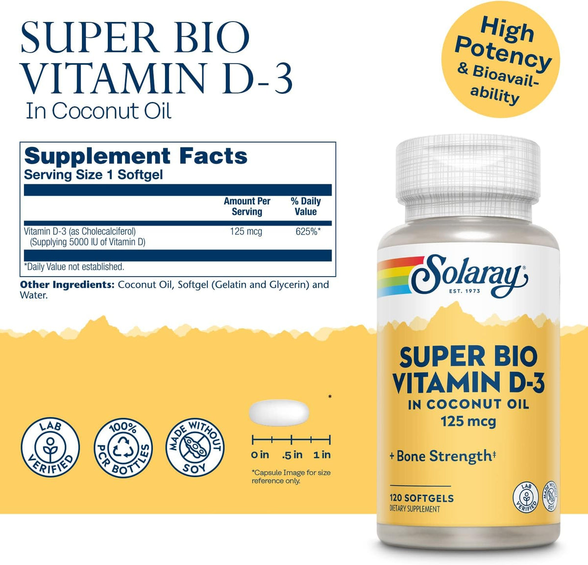 Solaray Vit D3 Super Bio 125mcg Coco 120sg-[HealthWay]