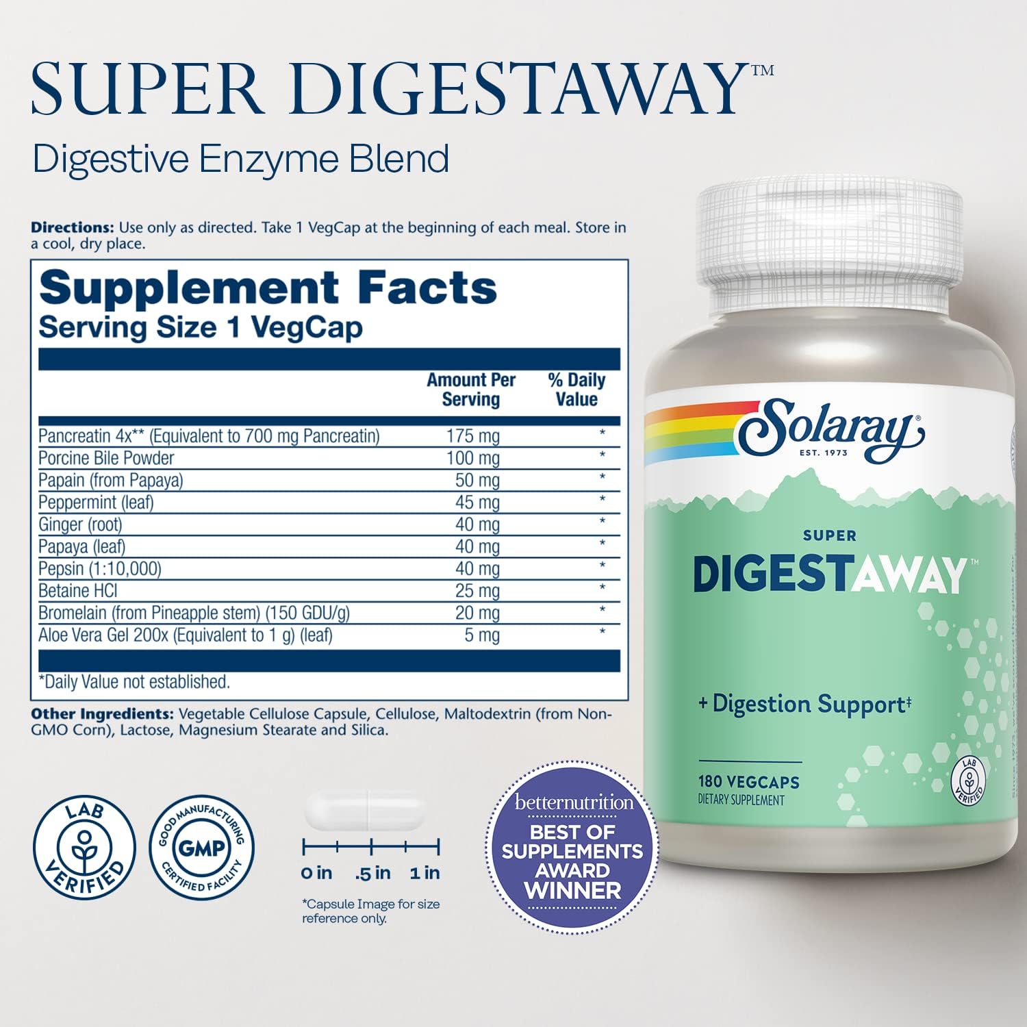 Solaray Super Digestaway 180cp-[HealthWay]