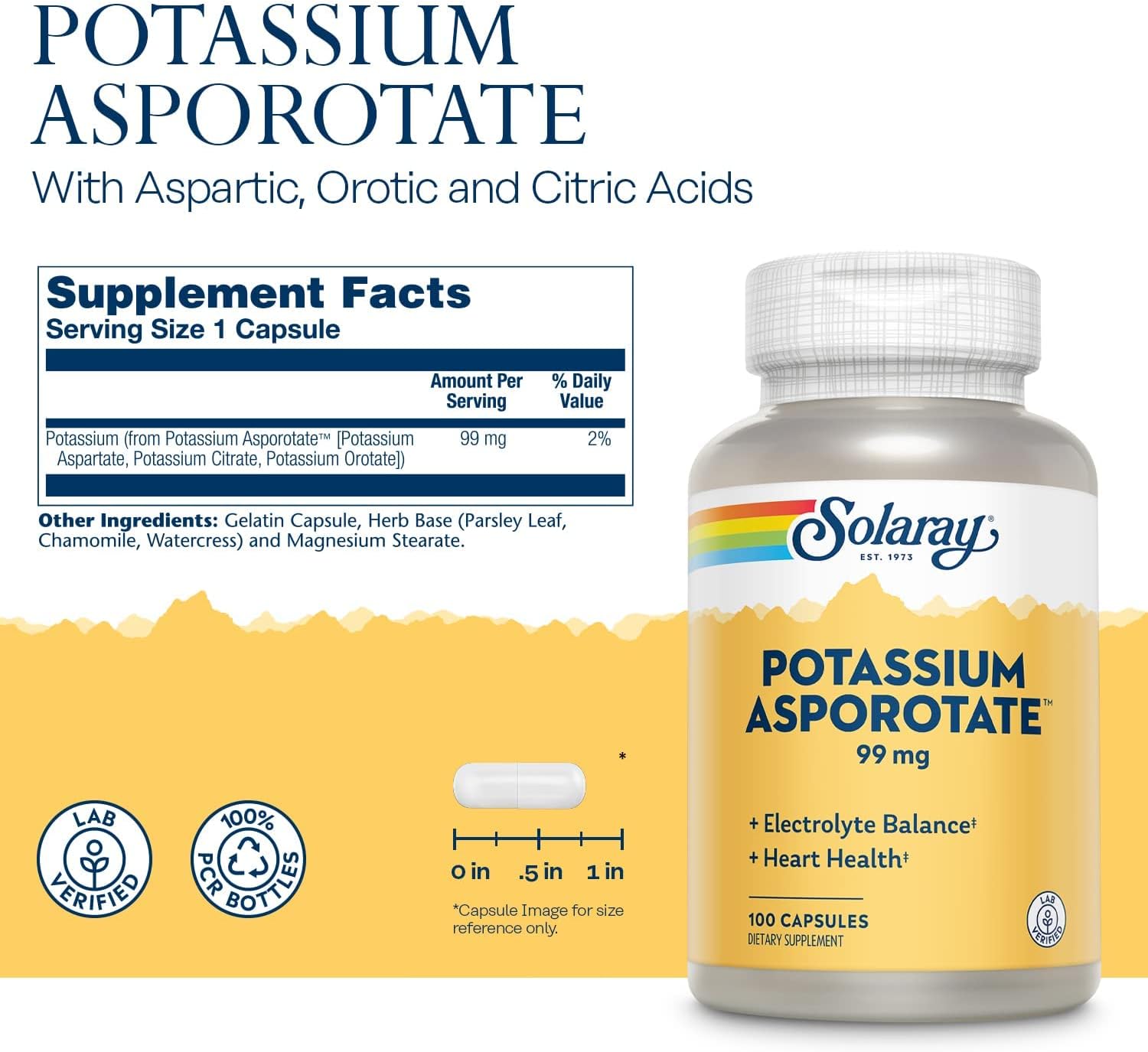 Solaray Potassium Asporotate 100cp-[HealthWay]