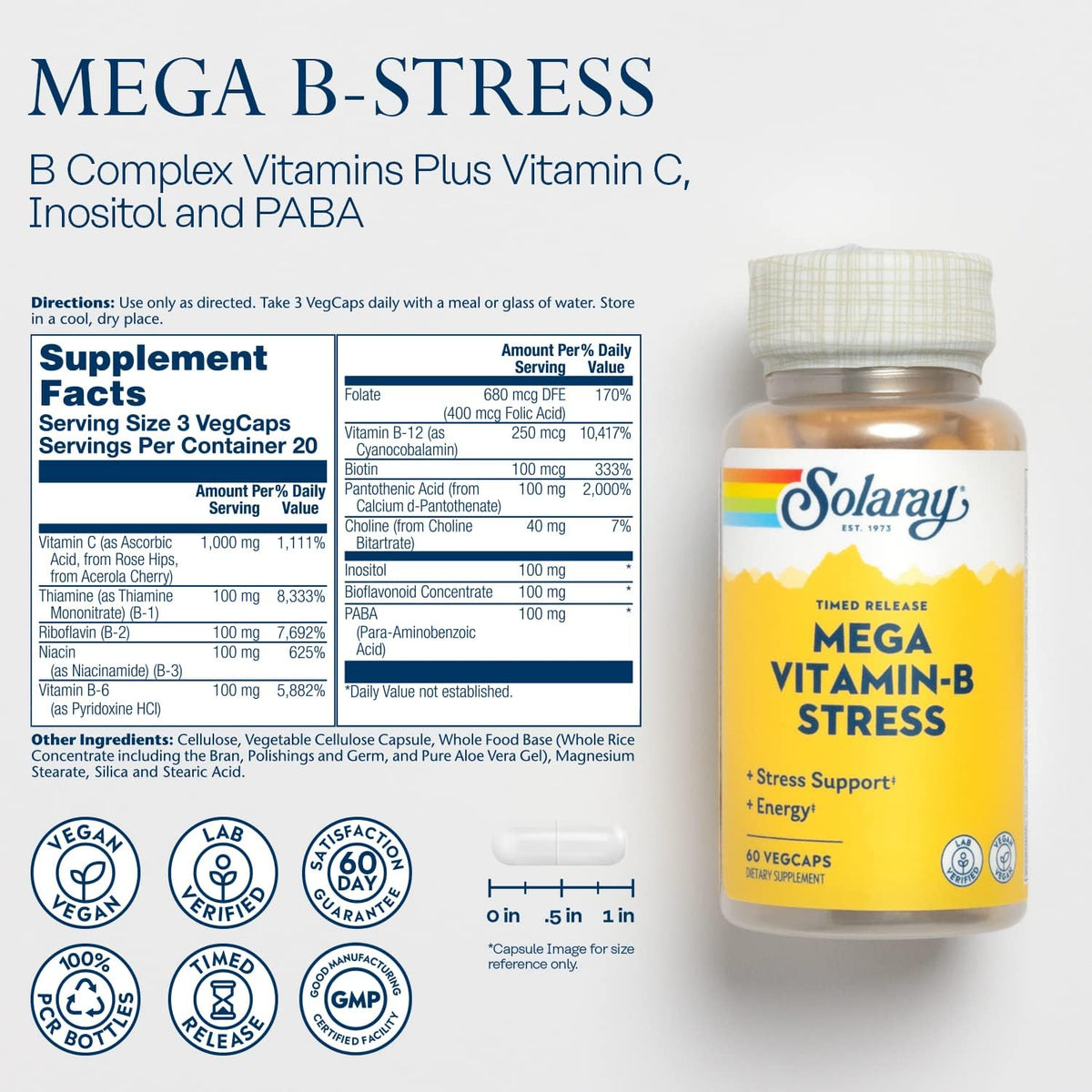 Solaray Mega B-Stress TR 60cp-[HealthWay]