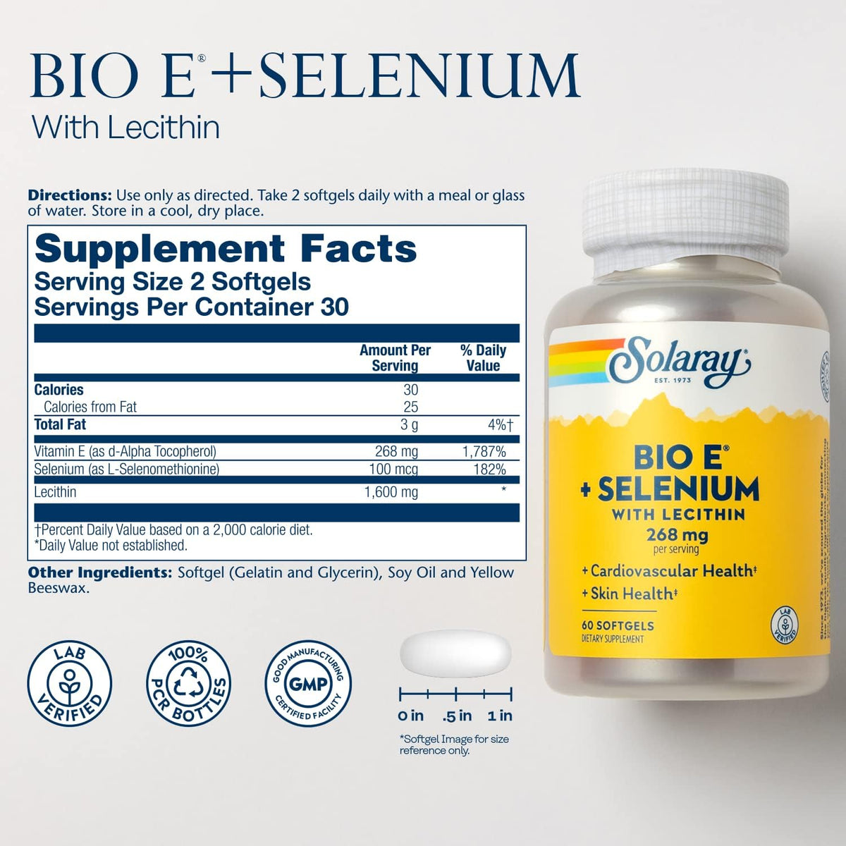 Solaray Bio E w/Selenium 400iu 60sg-[HealthWay]