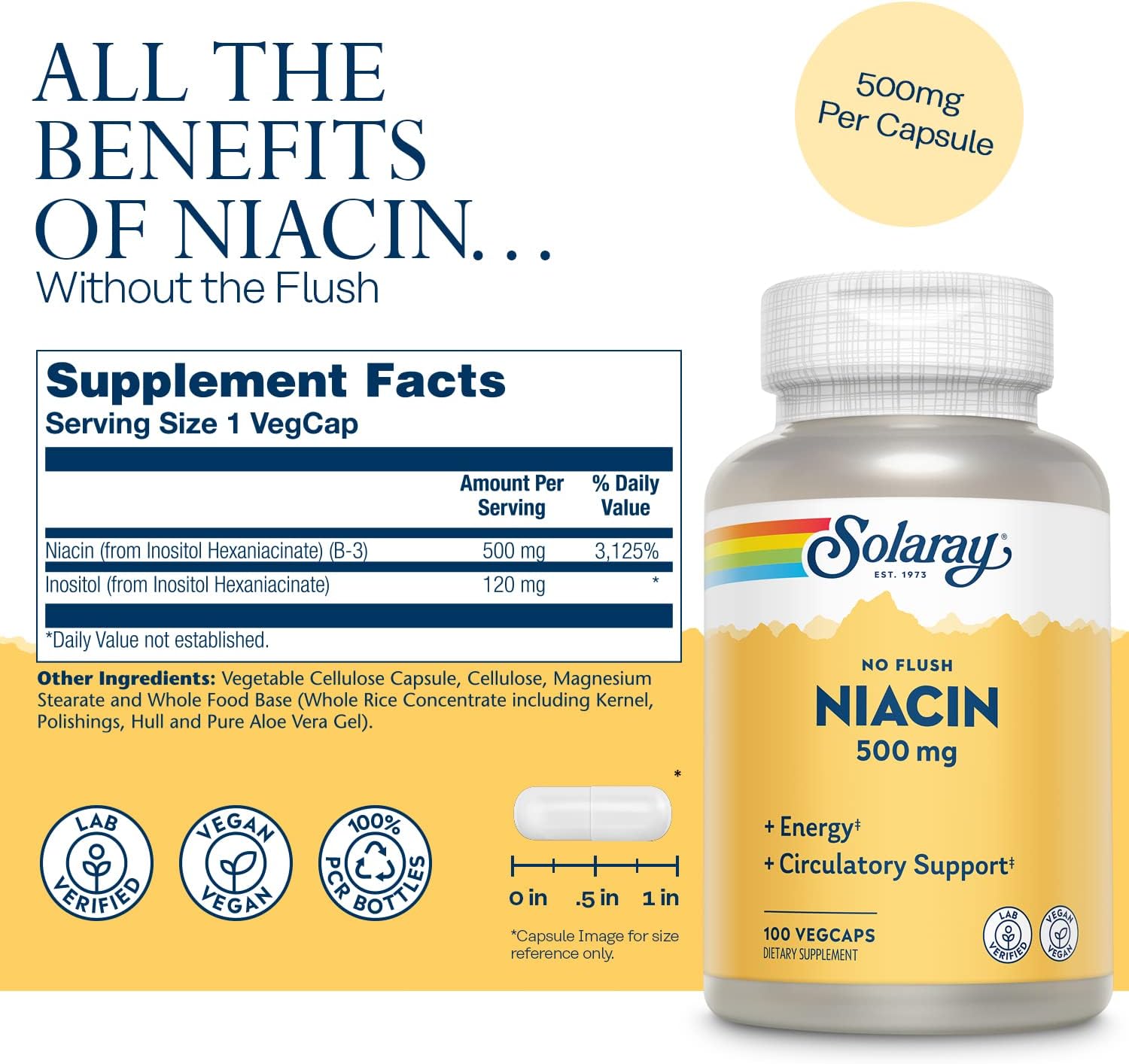 Solaray Niacin, No Flush 100CT Vcp-[HealthWay]