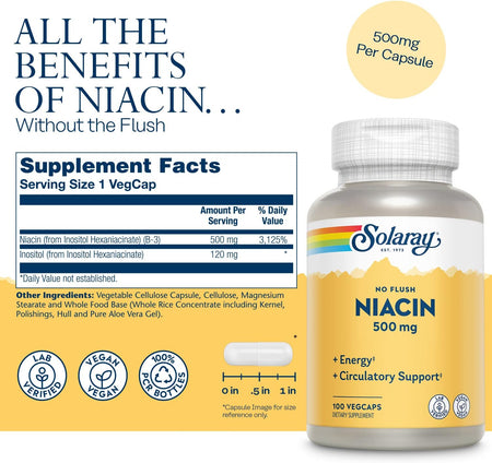 Solaray Niacin, No Flush 100CT Vcp-[HealthWay]