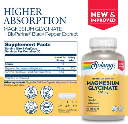 Solaray Mag Glycinate 350mg 120ct-[HealthWay]