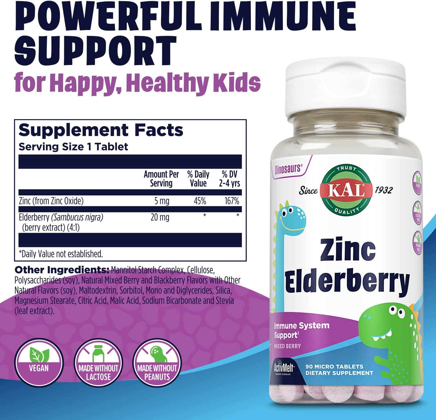 Kal Zinc Elderberry Kids Mxd Bry<br />90ct-[HealthWay]