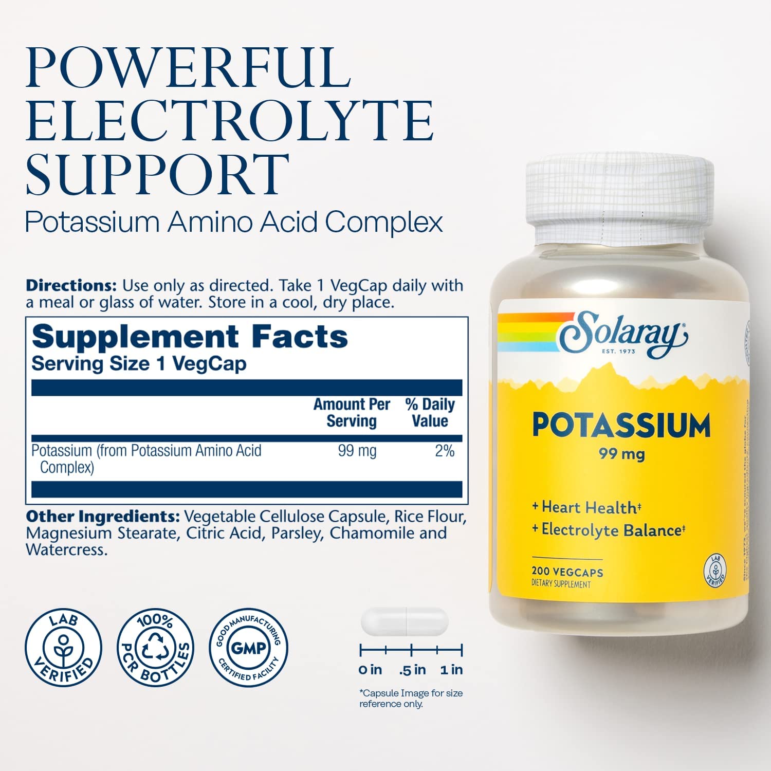 Solaray Potassium 99mg 200cp-[HealthWay]