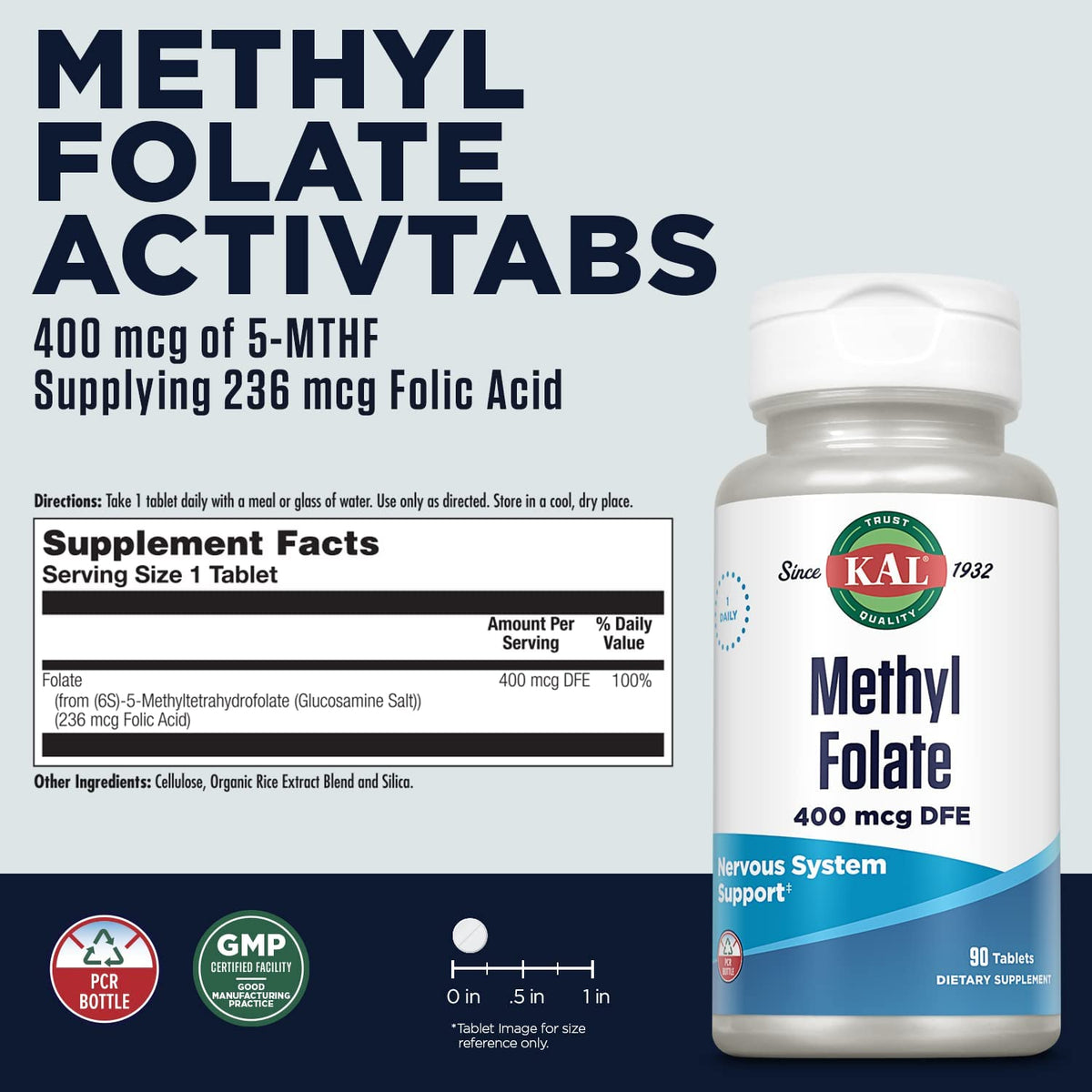Kal Methyl Folate 400mcg 90ct-[HealthWay]