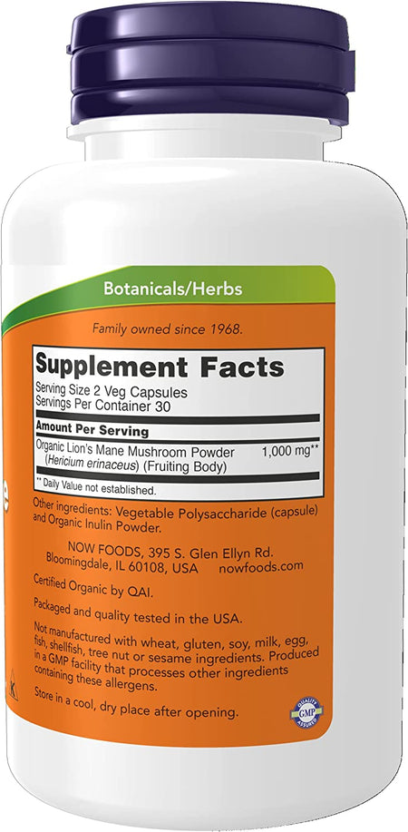 Now Lions Mane 500mg 60ct-[HealthWay]