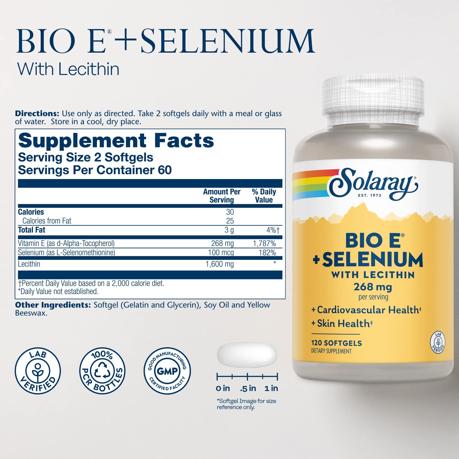 Solaray Bio E w/Selenium 400iu 120sg-[HealthWay]