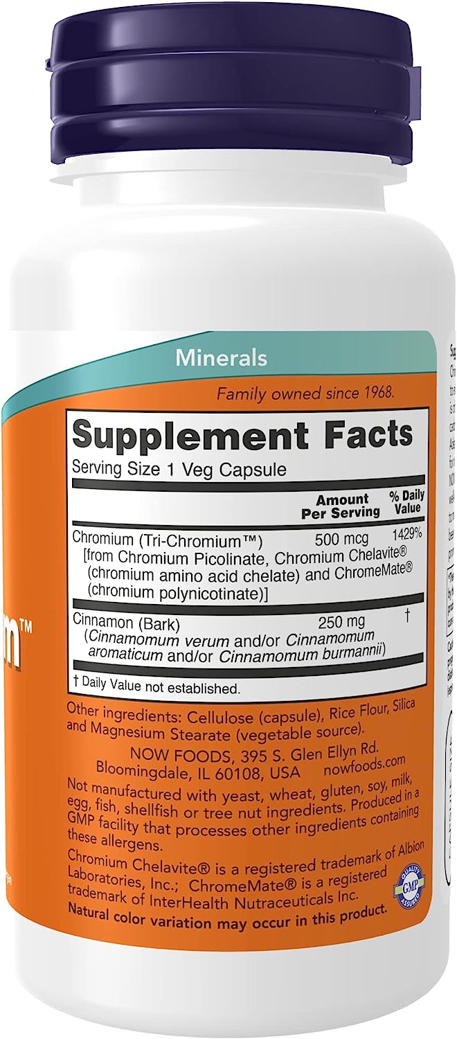 NOW TRI-CHROMIUM 500MCG+CINNAM 90 VCAPS-[HealthWay]