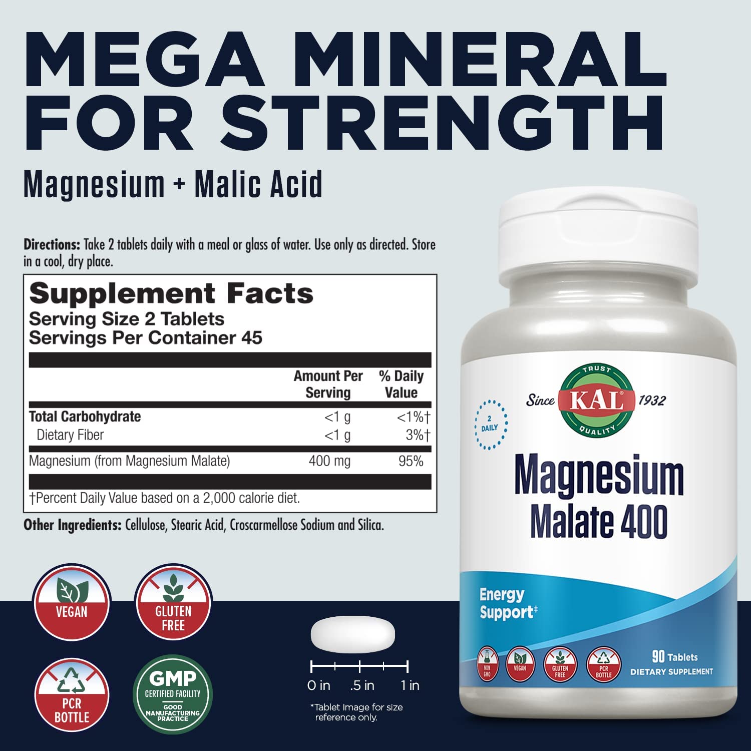 Kal Magnesium Malate 400mg 90t-[HealthWay]