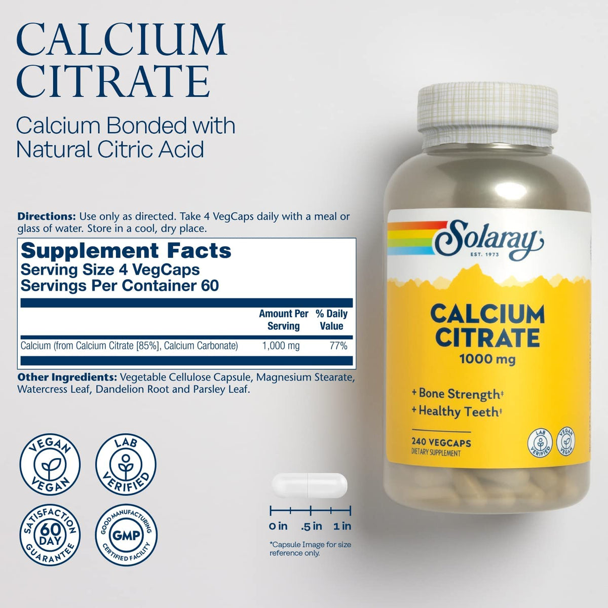 Solaray Calcium Citrate 1000mg 240cp-[HealthWay]