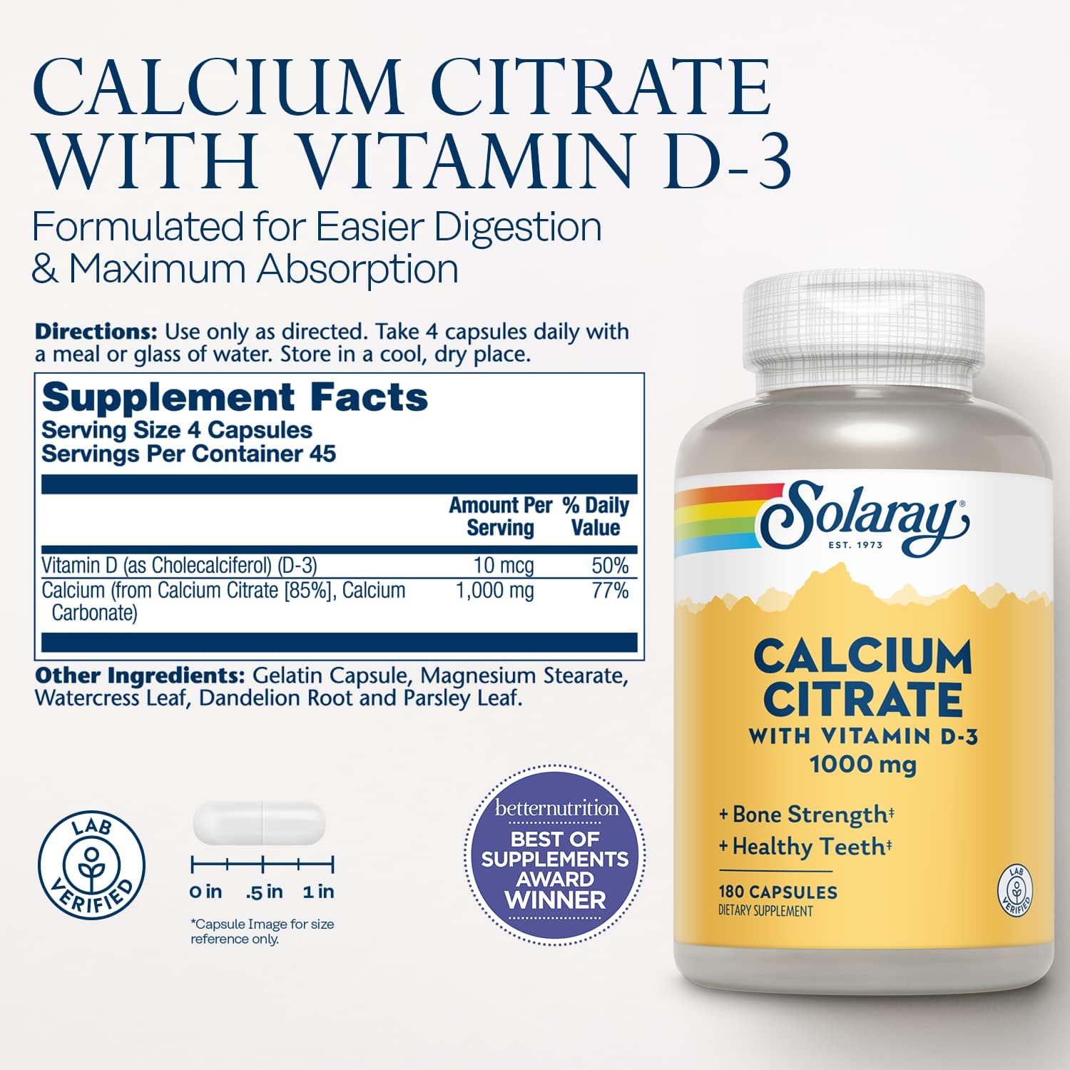 Solaray Calcium Citrate w/D 180cp-[HealthWay]