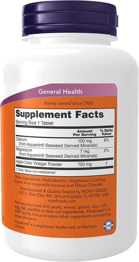 Now Apple Cider Vinegar 750mg 180tb-[HealthWay]