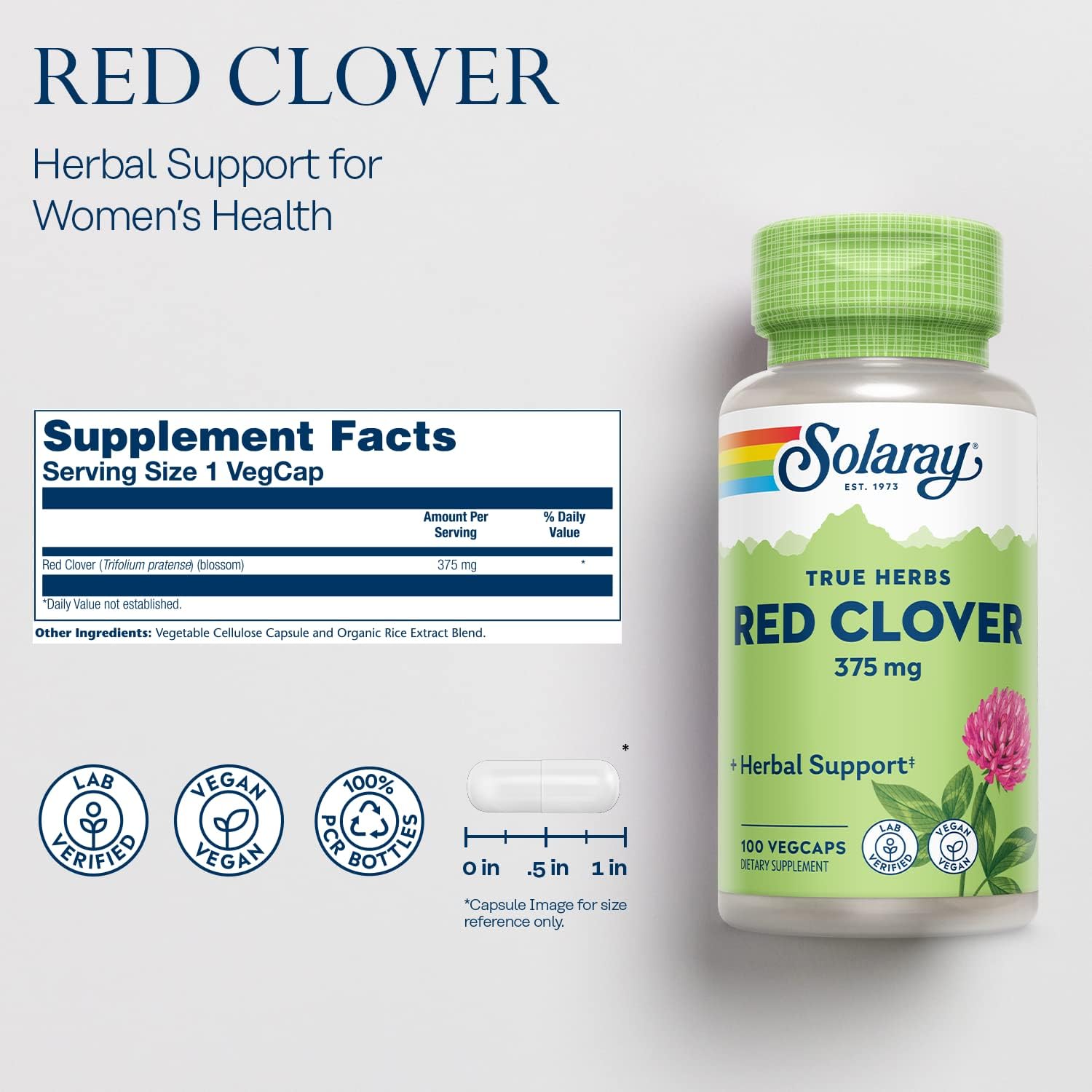 Solaray Red Clover Blossoms 100cp-[HealthWay]