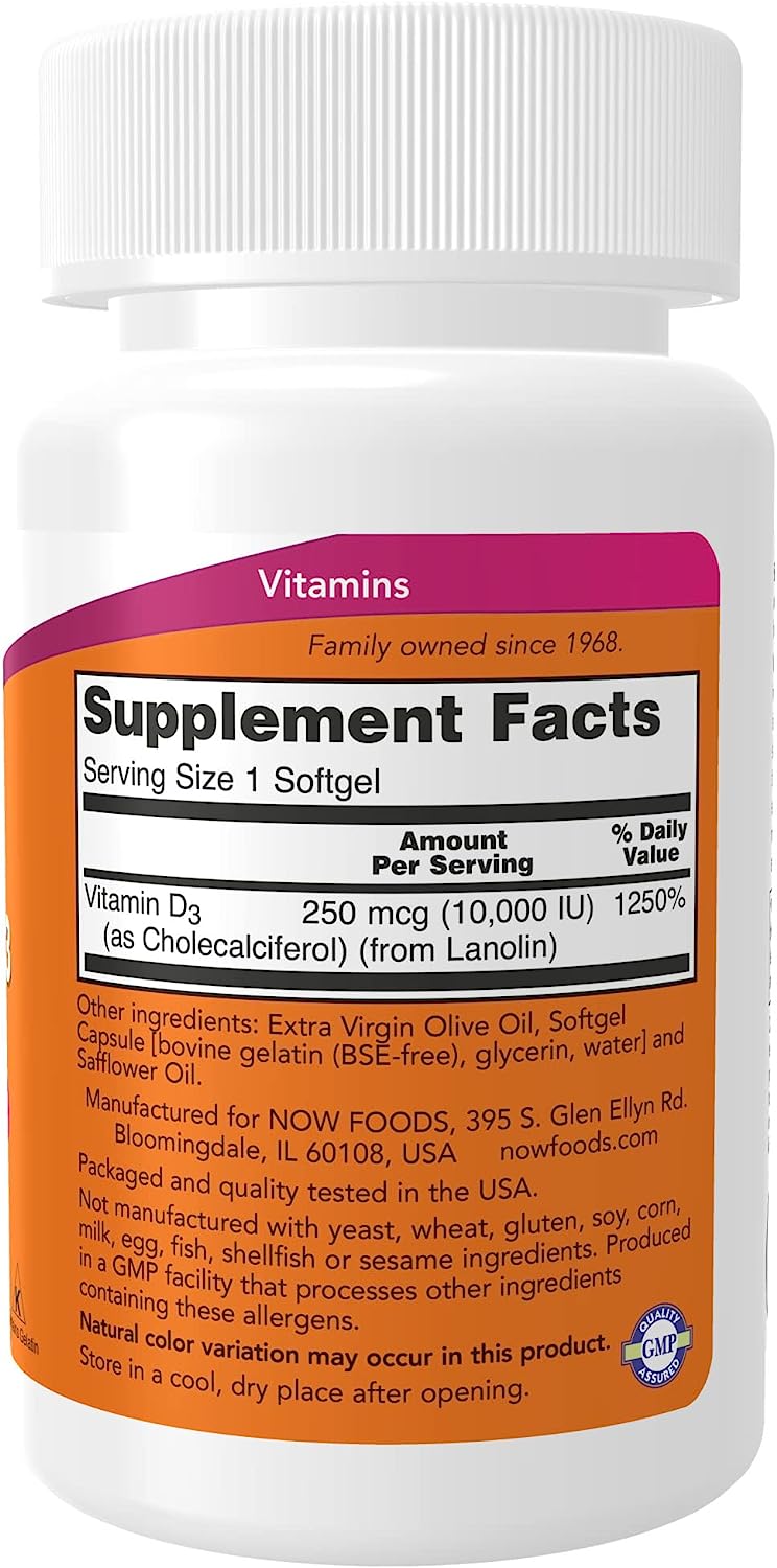 Now Vit D-3 10000 IU 120sg-[HealthWay]
