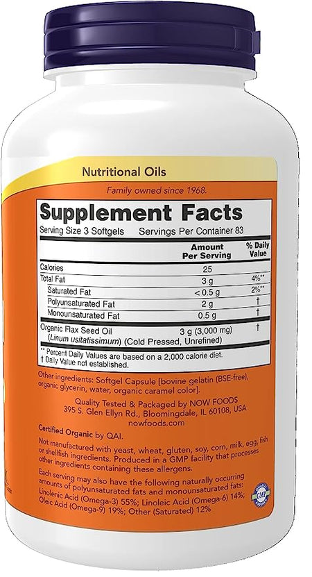 Now Flax Oil 1000mg 250sg-[HealthWay]