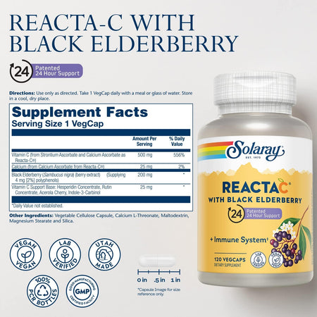 Solaray ReactaC +Elderbry 120c-[HealthWay]