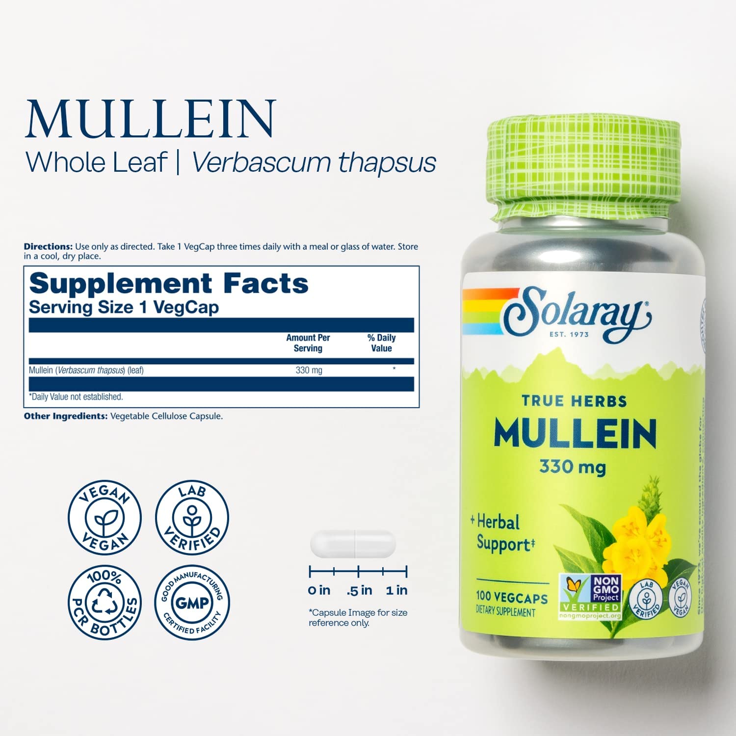 Solaray Mullein Leaves 100cp-[HealthWay]