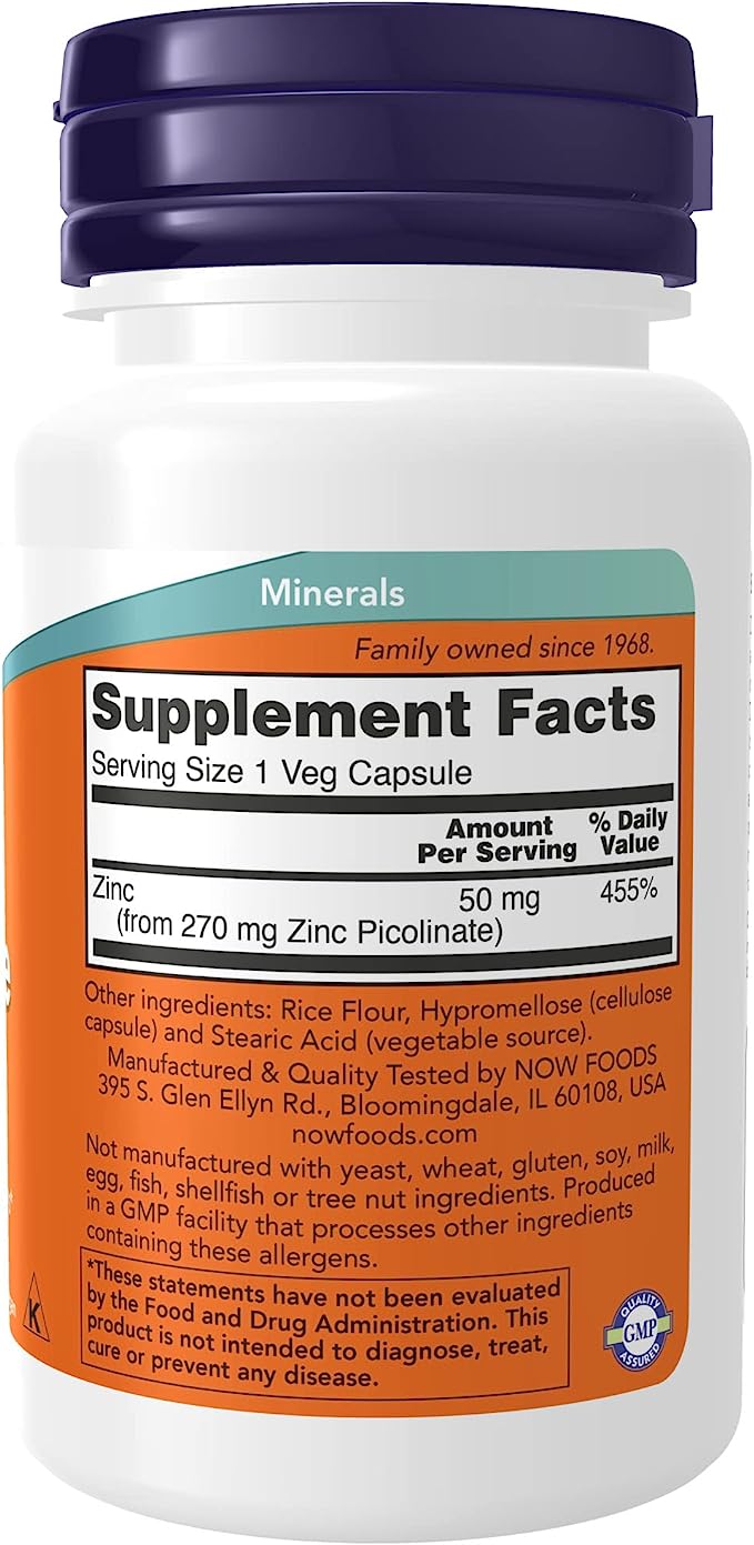 Now Zinc Picolinate 50mg 60cp-[HealthWay]