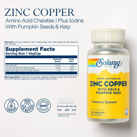 Solaray Zinc Copper 100cp-[HealthWay]